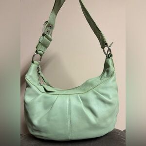 Y2K Vintage COACH Lime Green Soho Pleated Leather Shoulder Bag